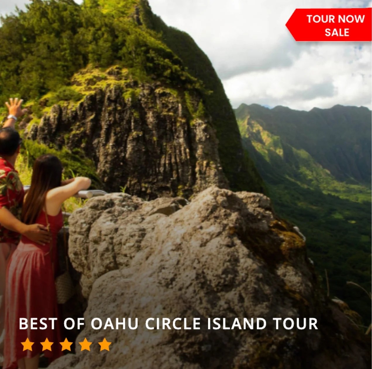 photo of Hawaii with text "best of Oahu circle island tour"