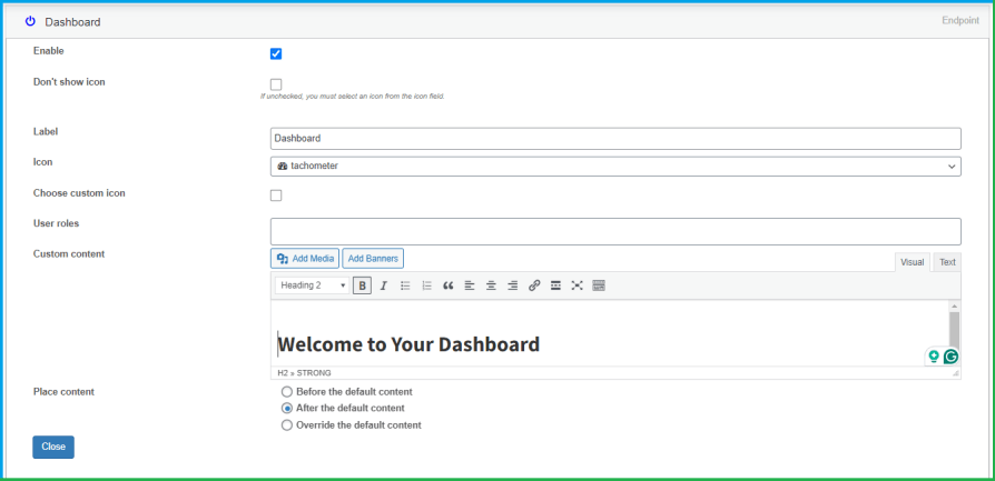 Edit Default Endpoint