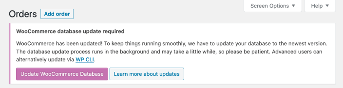 WooCommerce Update Required admin banner notice
