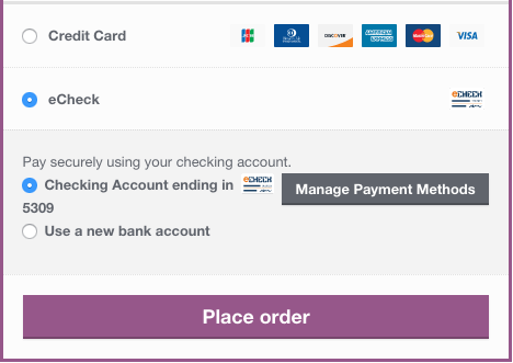 WooCommerce Authorize.net echeck checkout