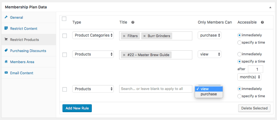 WooCommerce Memberships: product restriction rules